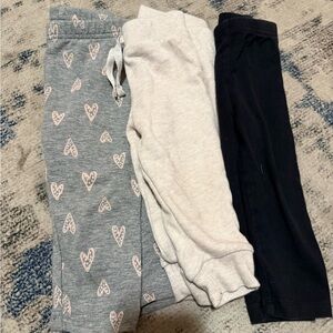 Kids Heart Print and Solid Color Joggers Set